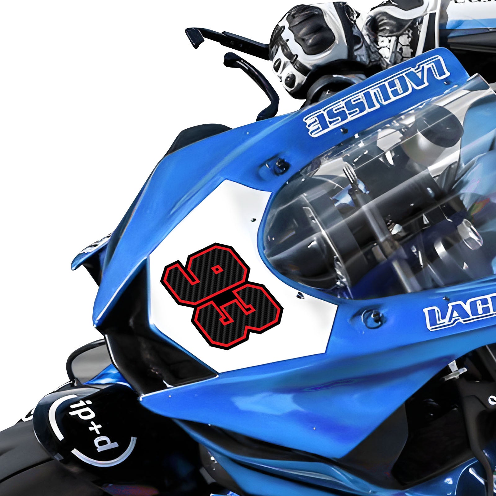 Personalize Custom MX Dirt Bike Motorcycle Racing Number Stickers - Carbon Fiber Style - MC Motoparts