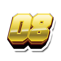 Set of three high-visibility MC Motoparts racing number stickers with T07 gradient style for dirt bikes and motorcycles.