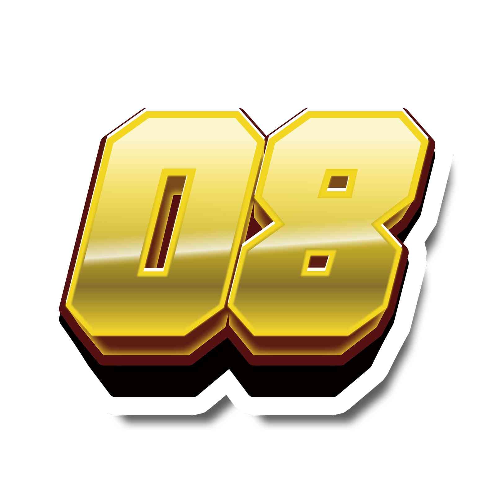 Set of three high-visibility MC Motoparts racing number stickers with T07 gradient style for dirt bikes and motorcycles.