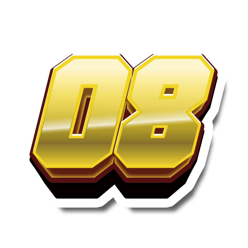 Set of three high-visibility MC Motoparts racing number stickers with T07 gradient style for dirt bikes and motorcycles.