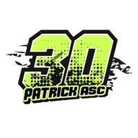 Set of three custom racing number decals with names in T09 trapezoid style, ideal for motocross and karting vehicles.