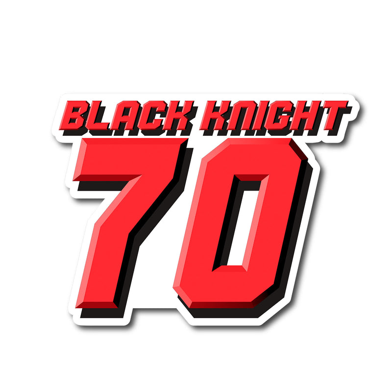 Set of three custom racing number decals with T14 and name, featuring personalized motocross and karting graphics by MC Motoparts.