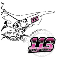 Set of three custom racing number decals with T15 gradient style and names, motocross and karting graphics from MC Motoparts.