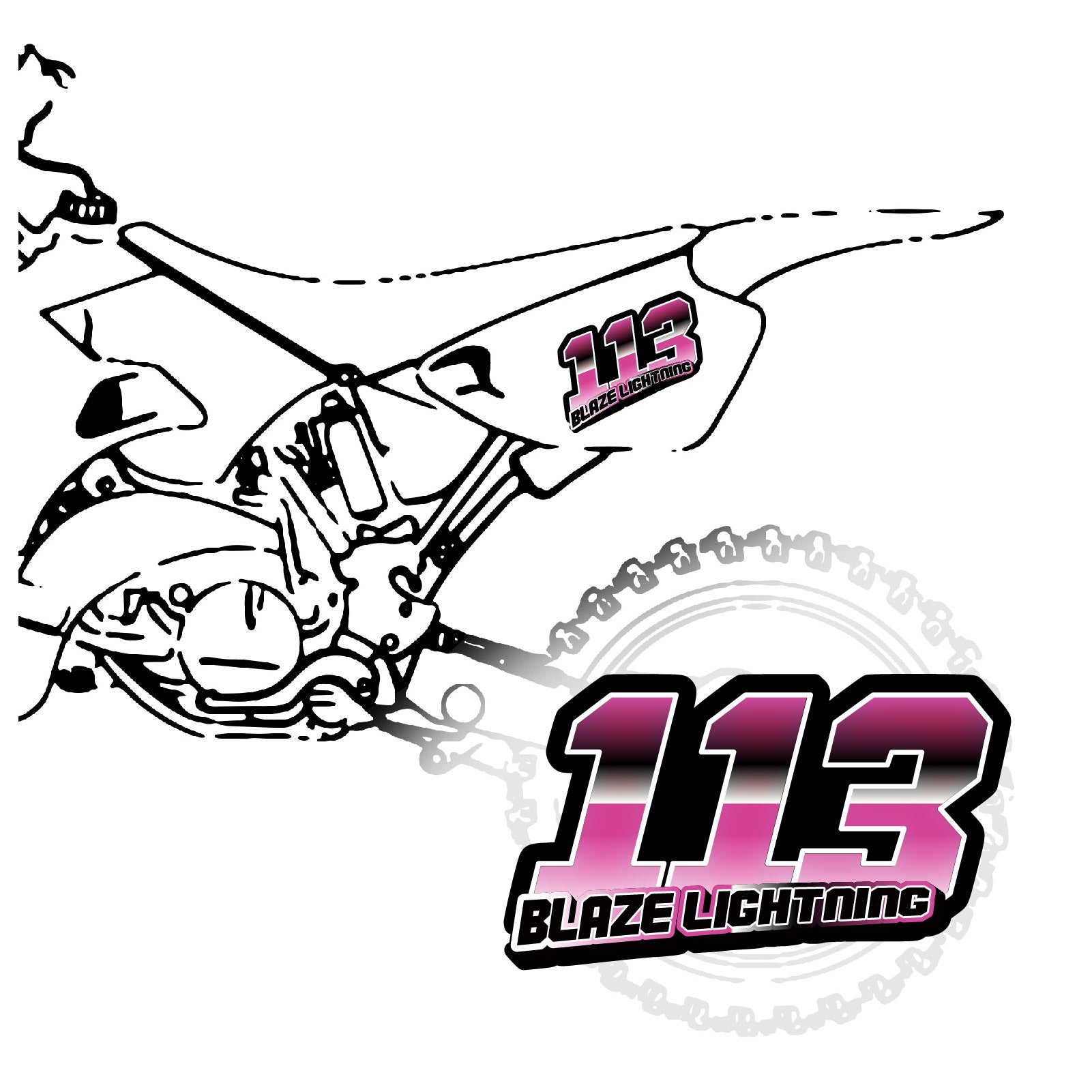 Set of three custom racing number decals with T15 gradient style and names, motocross and karting graphics from MC Motoparts.