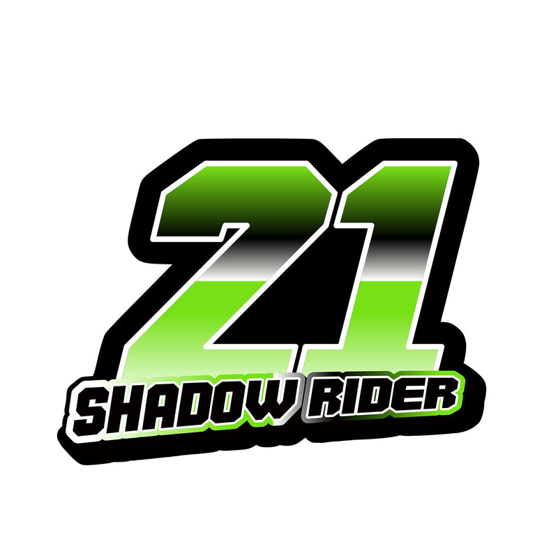 Set of three custom racing number decals with gradient style, personalized with name, for motocross and karting by MC Motoparts