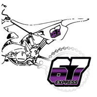 Set of three custom racing number decals with name, T16 split-fade gradient style, for motocross and karting from MC Motoparts.