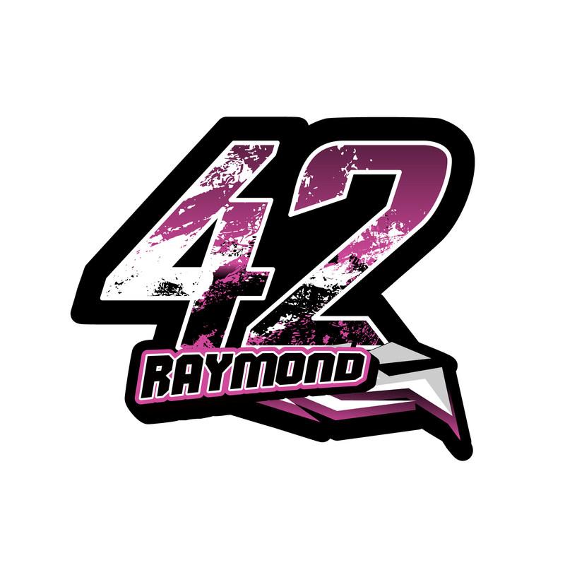 Set of three custom racing number and name decals in T11 geometric style by MC Motoparts for motocross and karting.