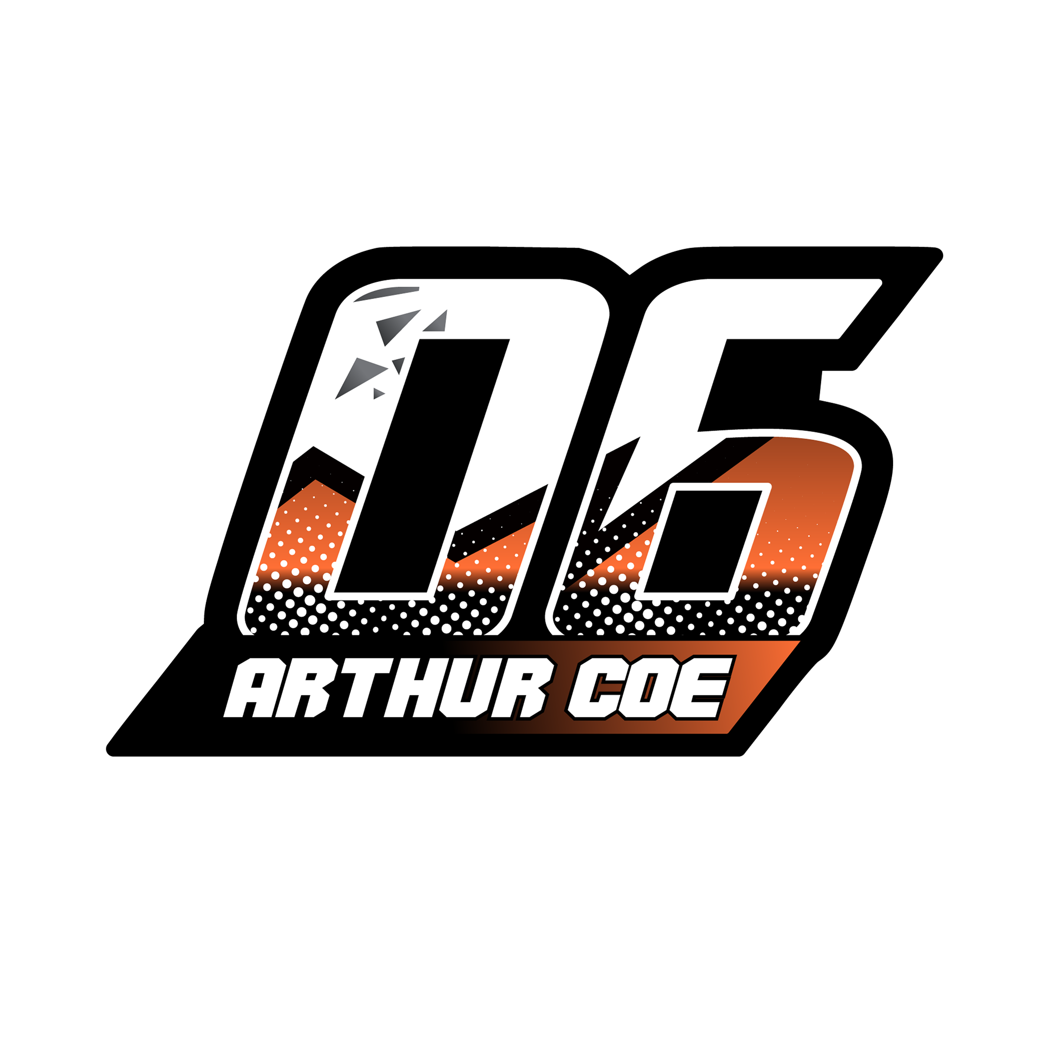 Personalized MC Motoparts racing number and name decals in shredded style for motocross and karting, set of 3.