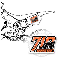 Set of three custom racing number decals with names in T18 split gradient style for motocross and karting by MC Motoparts.