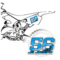 Set of three custom racing number decals with name, T19 multi-tone gradient style, for motocross and karting by MC Motoparts