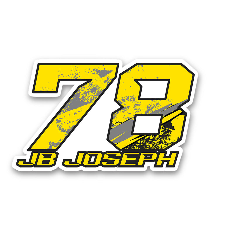 Set of three custom racing number decals with T19 multi-tone gradient style and personalized name for motocross and karting.