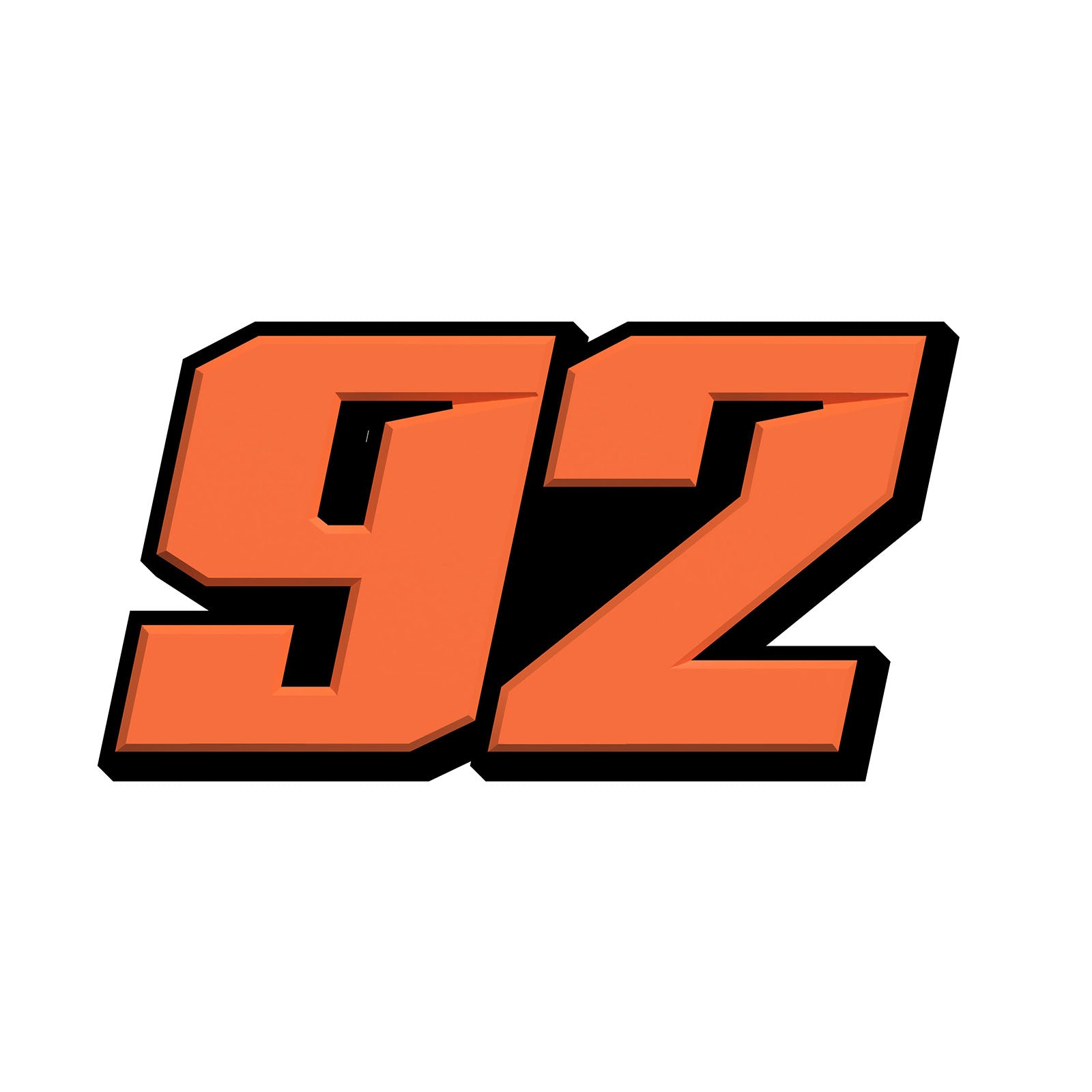 Three personalized vinyl racing number stickers in T21 solid color style for dirt bikes and motorcycles by MC Motoparts.