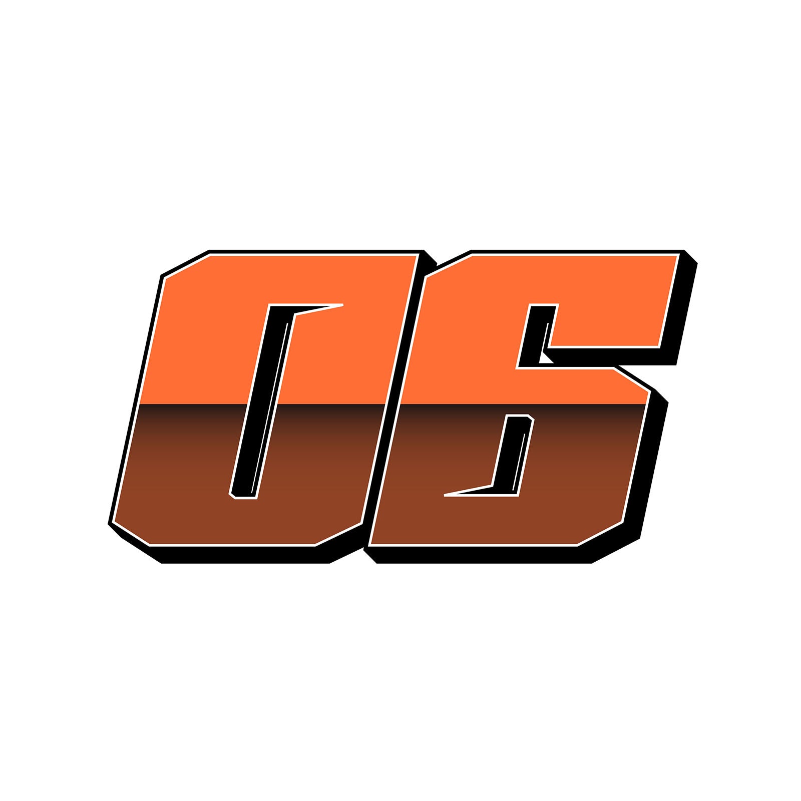 Custom racing number stickers in T24 split-fade gradient for dirt bikes and motorcycles, three personalized vinyl decals by MC Motoparts.