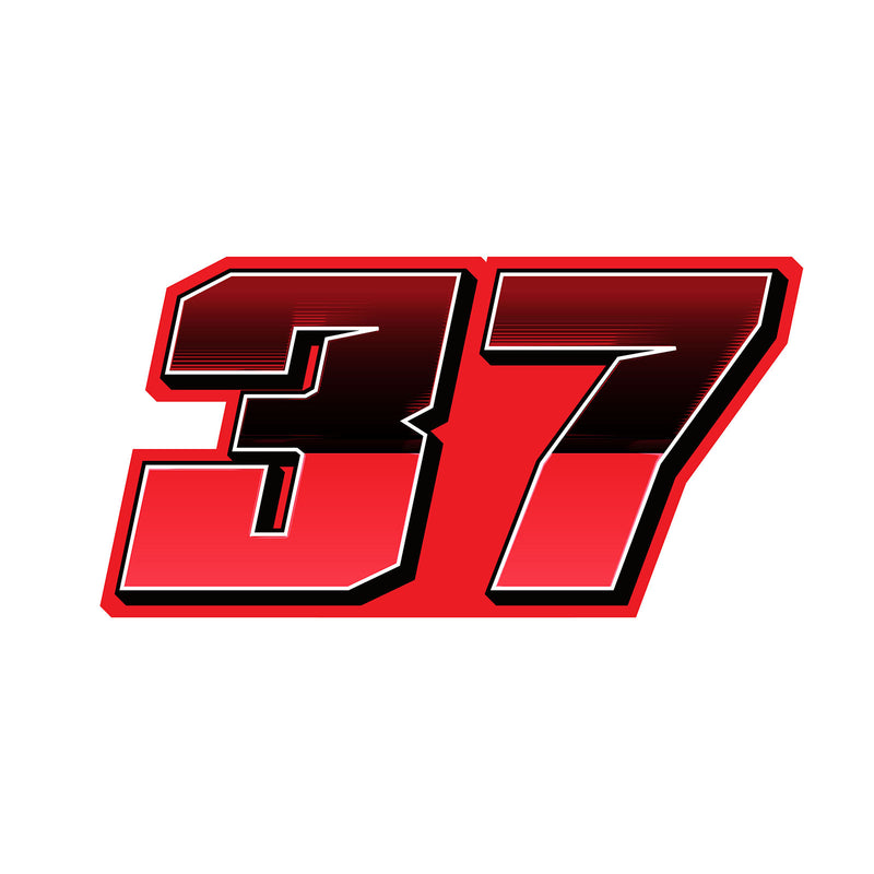Customized T27 split-fade gradient racing number sticker pack for dirt bikes and motorcycles, featuring vibrant vinyl decals.