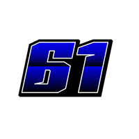 Three custom racing number stickers with T28 gradient color style for dirt bikes and motorcycles, personalized vinyl decals by MC Motoparts