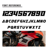 Close-up of MC Motoparts Custom Racing Number Stickers N51 in solid color, designed for dirt bikes, motocross, and motorcycles.