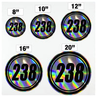 Custom Holographic Racing Number Stickers for Cars (Set of 2) - RCC001
