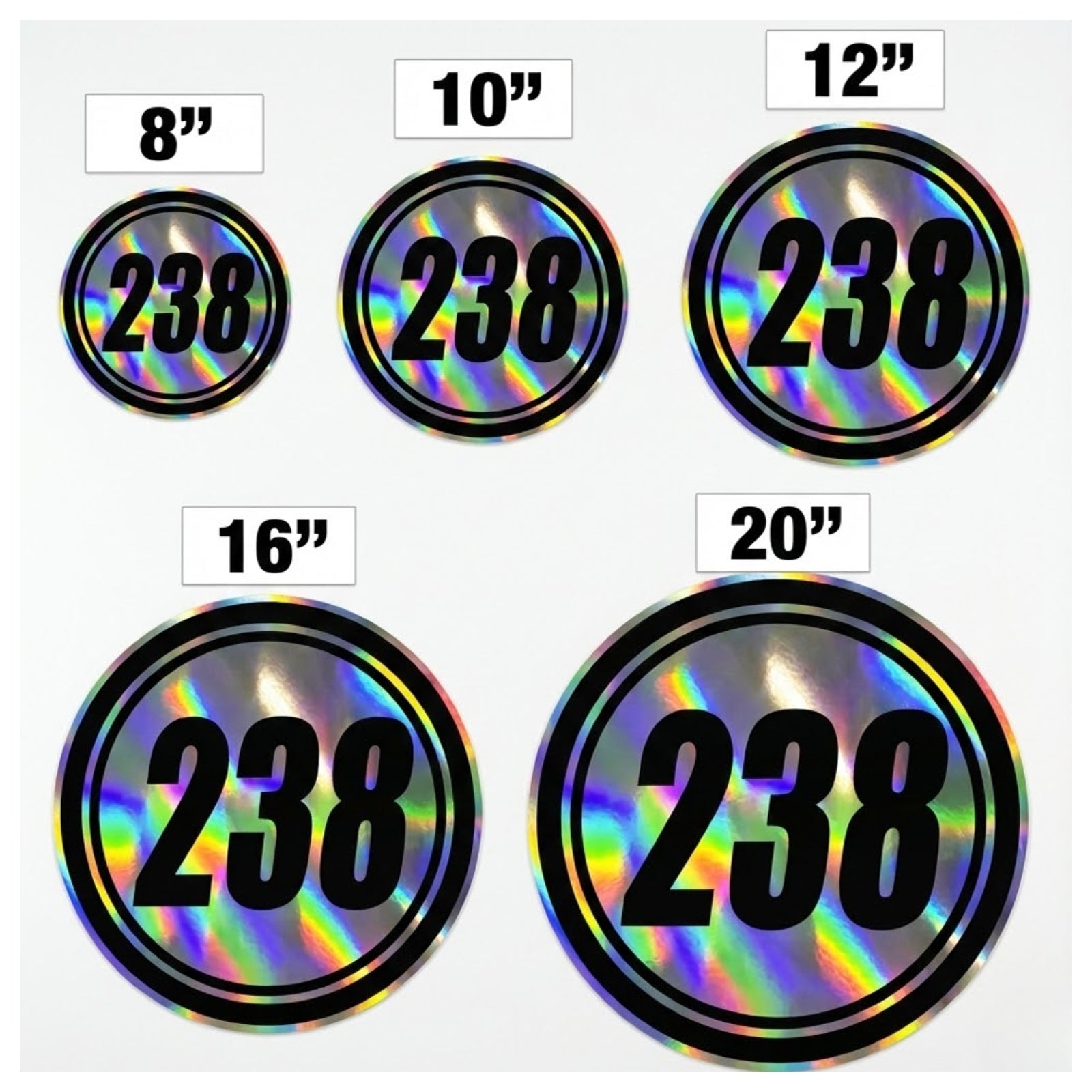 Custom Holographic Racing Number Stickers for Cars (Set of 2) - RCC001