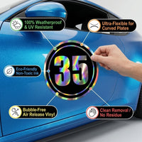 Custom Holographic Racing Number Stickers for Cars (Set of 2) - RCC002