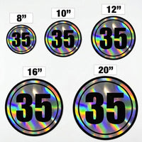 Custom Holographic Racing Number Stickers for Cars (Set of 2) - RCC003