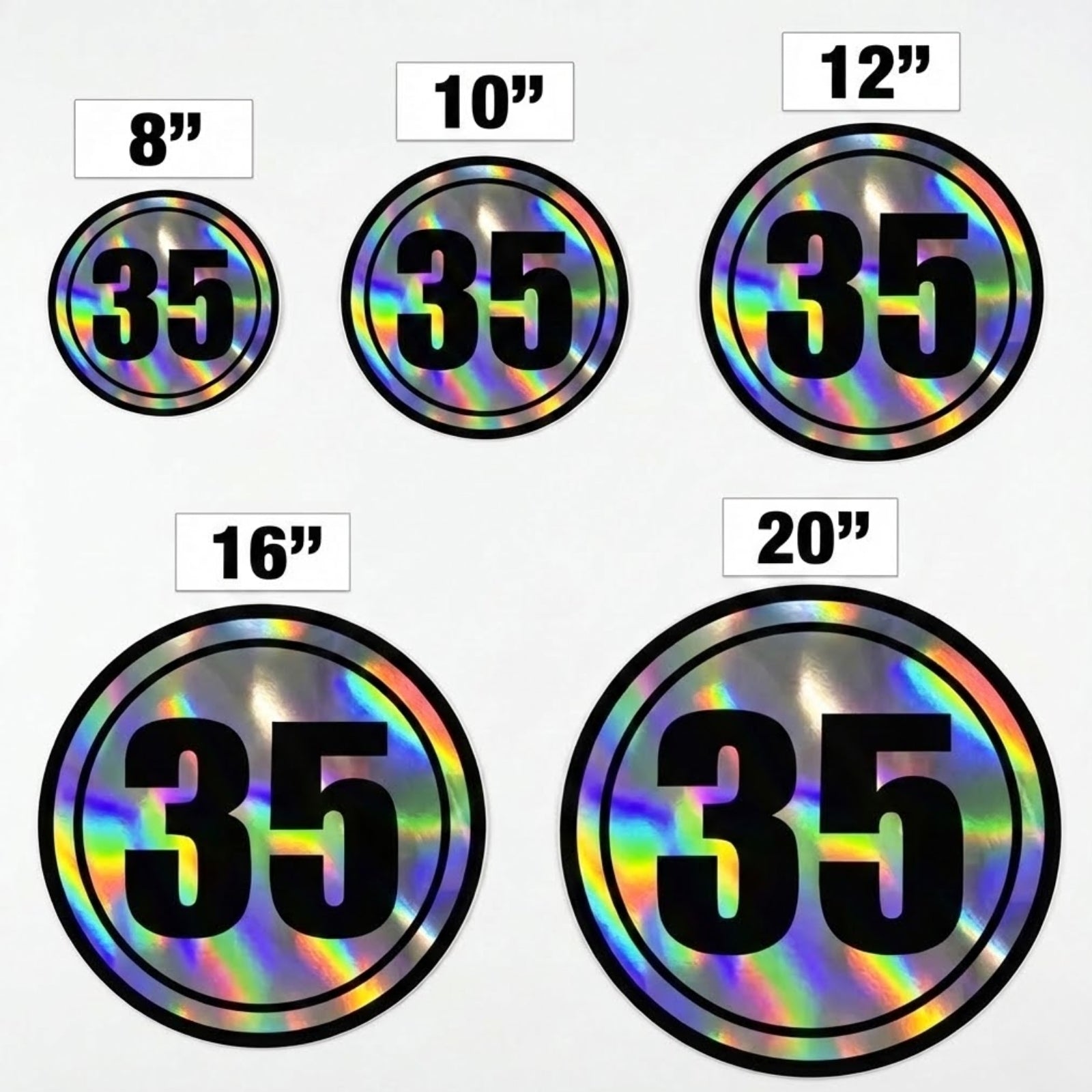 Custom Holographic Racing Number Stickers for Cars (Set of 2) - RCC003