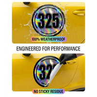 Custom Holographic Racing Number Stickers for Cars (Set of 2) - RCC004