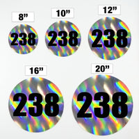 Custom Holographic Racing Number Stickers for Cars (Set of 2) - RCC006