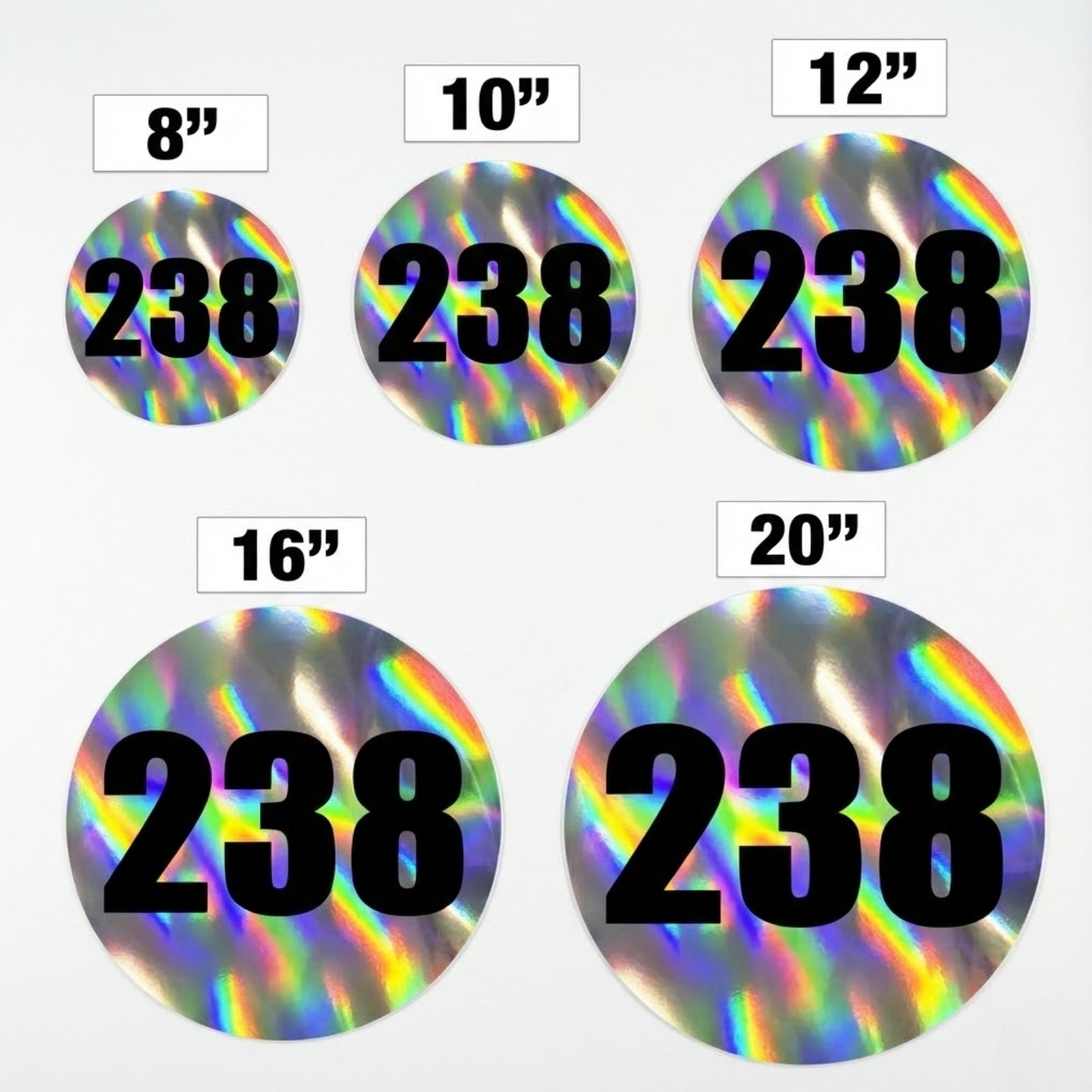 Custom Holographic Racing Number Stickers for Cars (Set of 2) - RCC006