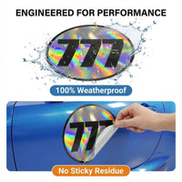 Custom Holographic Racing Number Stickers for Cars (Set of 2) - RCC006B