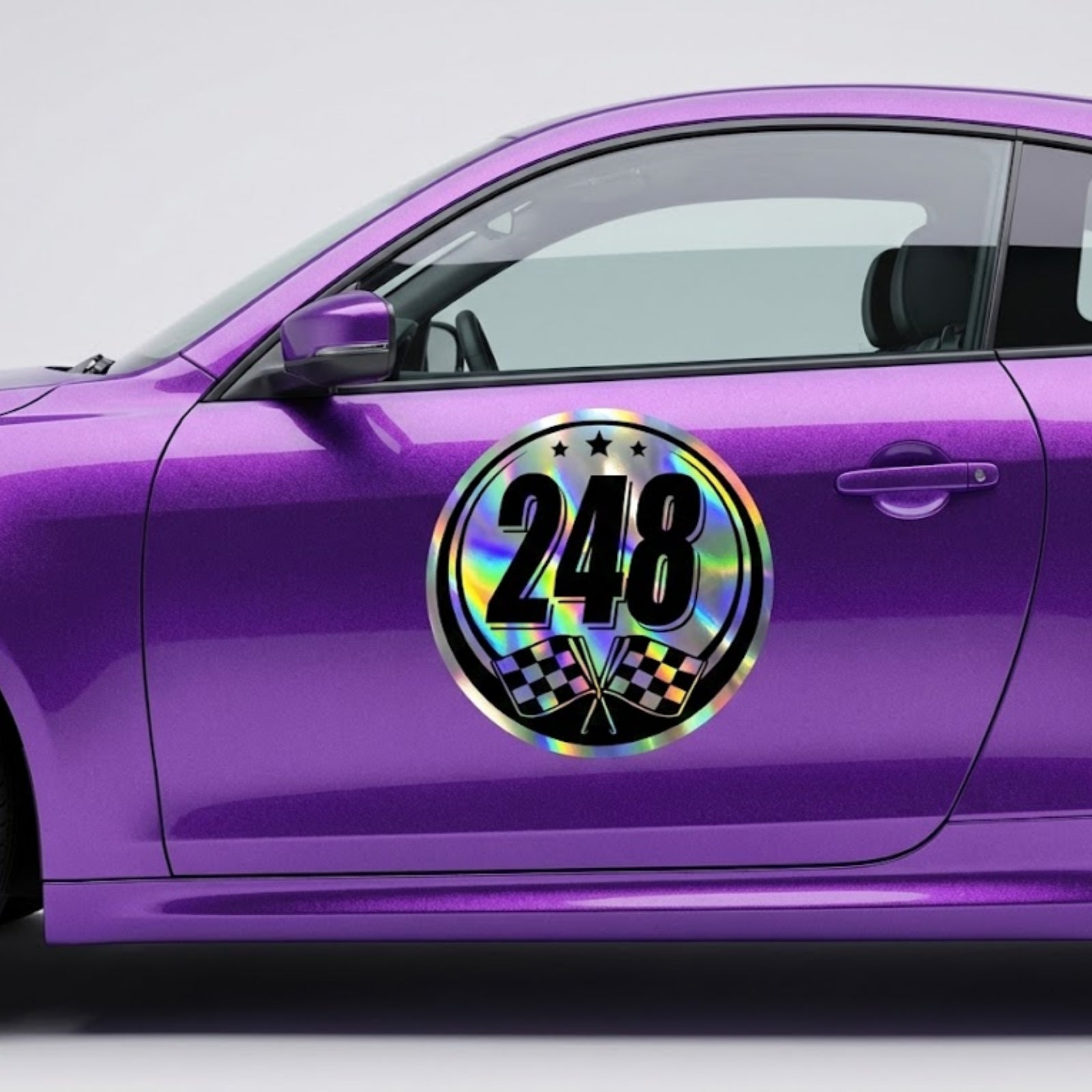 Custom Holographic Racing Number Stickers for Cars (Set of 2) - RCC007