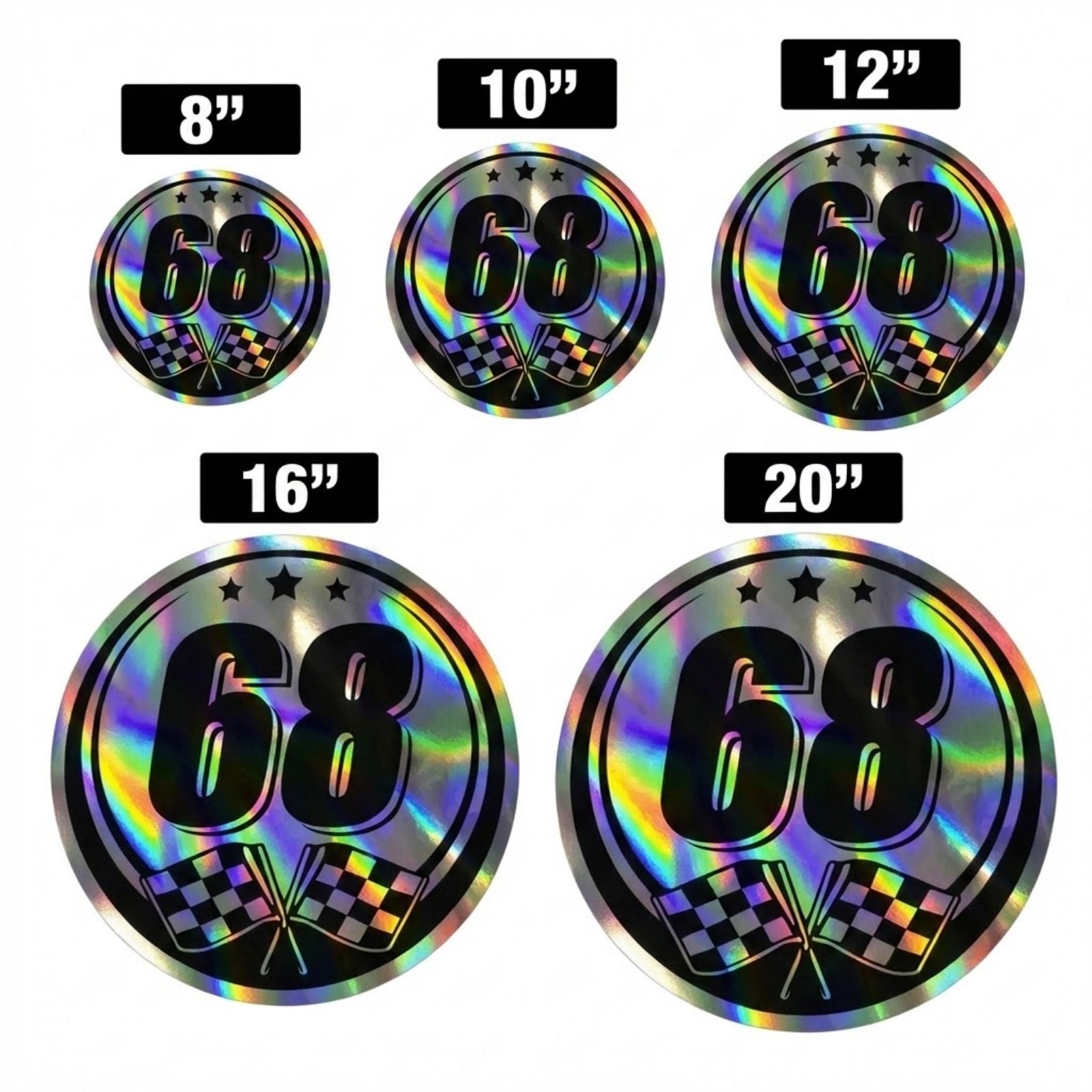 Custom Holographic Racing Number Stickers for Cars (Set of 2) - RCC007