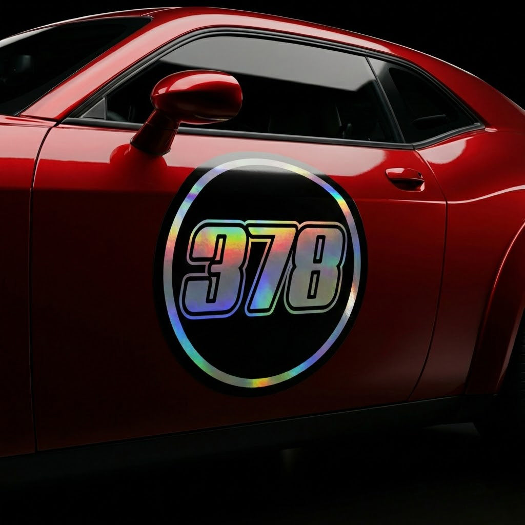 Custom Holographic Racing Number Stickers for Cars (Set of 2) - RCC008