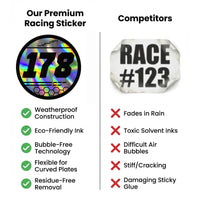 Custom Holographic Racing Number Stickers for Cars (Set of 2) - RCC009