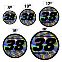 Custom Holographic Racing Number Stickers for Cars (Set of 2) - RCC009