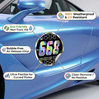 Custom Holographic Racing Number Stickers for Cars (Set of 2) - RCC010