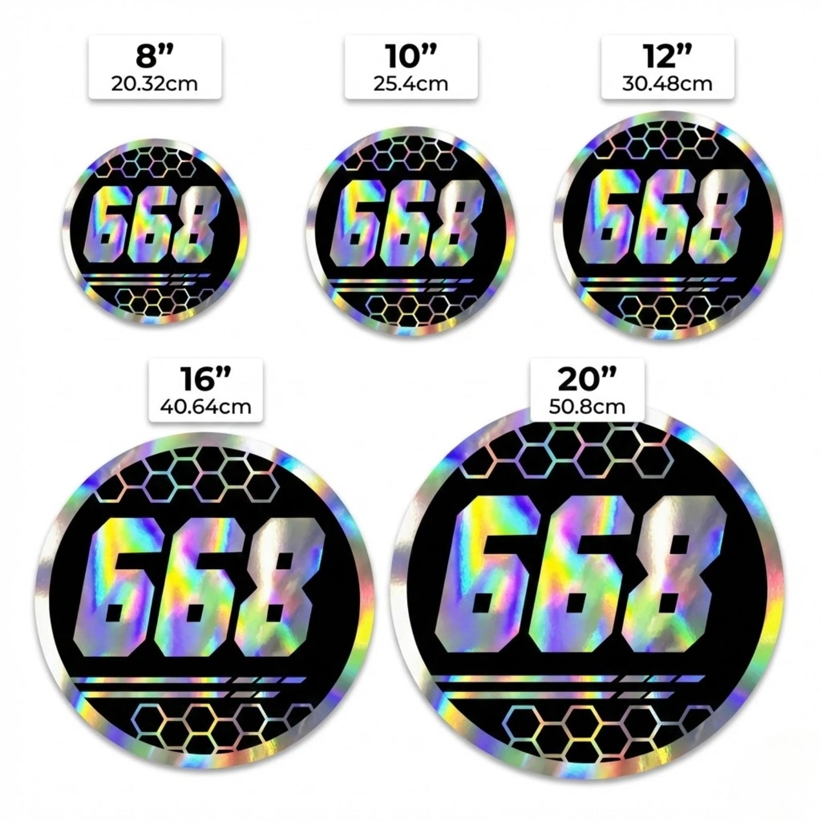 Custom Holographic Car Racing Number Stickers (Pair) Black Hex