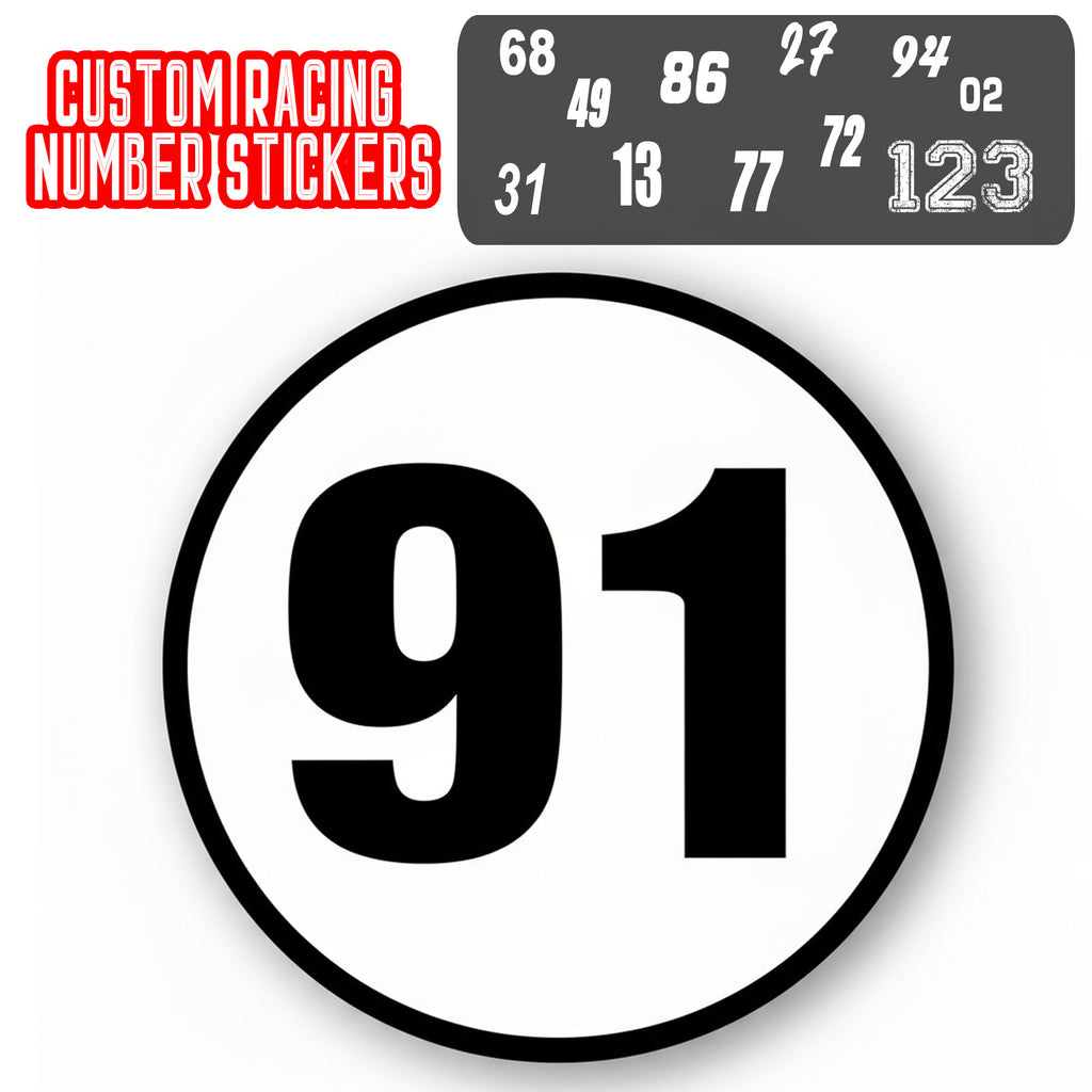 Personalize Custom Race Car Sticker Decals - Circle Number Car Sticker ...