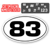 Personalize Custom Race Car Sticker Decals 2pcs - Oval Number Car Sticker with Thin Outline - MC Motoparts