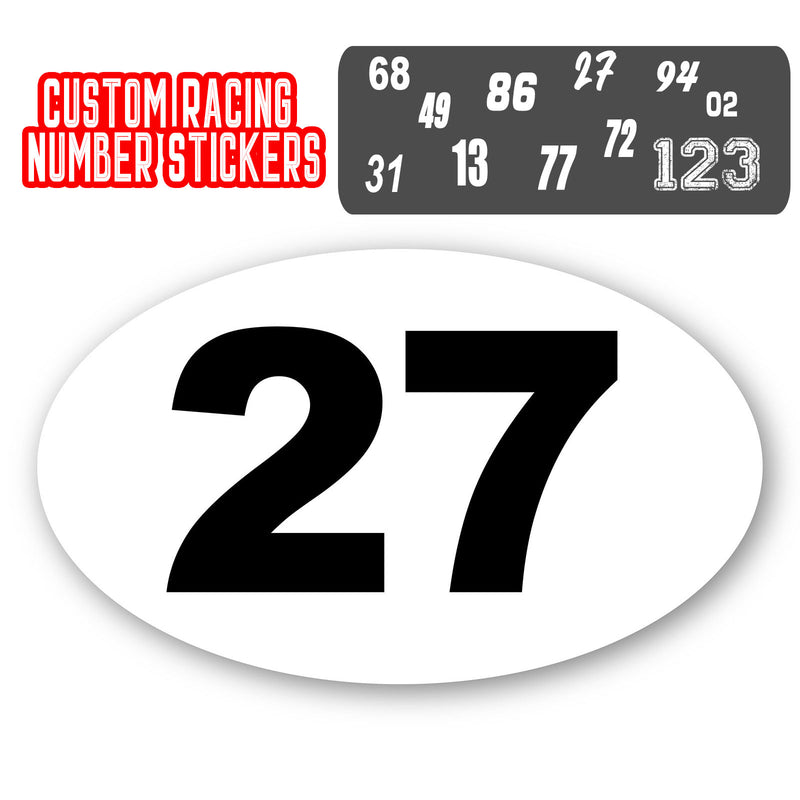 Personalize Custom Race Car Sticker Decals 2pcs - Oval Number Car Sticker - MC Motoparts
