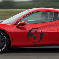 Custom 3D Textured Carbon Fiber Style Racing Numbers - Hollow "Show-Through" Decals (Pair) - Style A - MC Motoparts