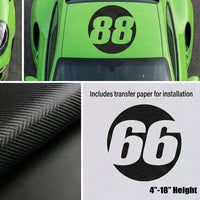 Custom 3D Textured Carbon Fiber Style Racing Numbers - Hollow "Show-Through" Decals (Pair) - Style A - MC Motoparts