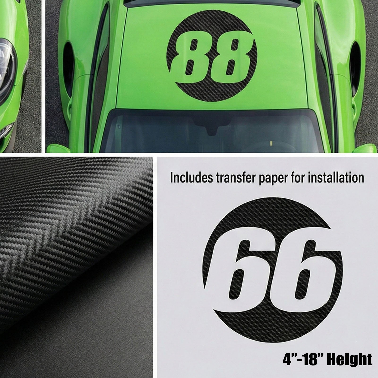 Custom 3D Textured Carbon Fiber Style Racing Numbers - Hollow "Show-Through" Decals (Pair) - Style A - MC Motoparts