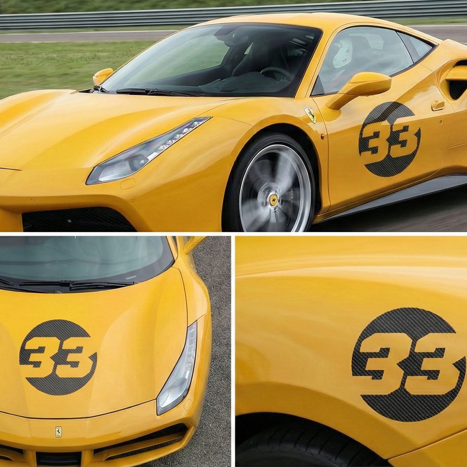 Custom 3D Textured Carbon Fiber Style Racing Numbers - Hollow "Show-Through" Decals (Pair) - Style B - MC Motoparts