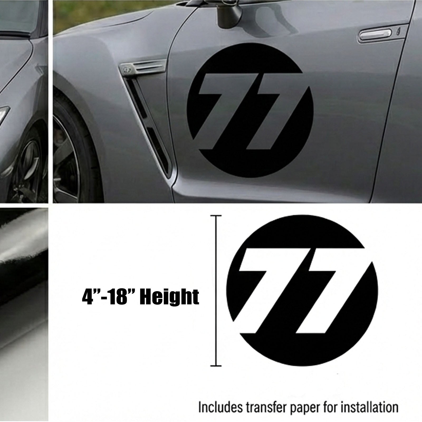 Solid Black Custom Hollow Racing Numbers - "Show-Through" Car Decals (Pair) - Style D - MC Motoparts