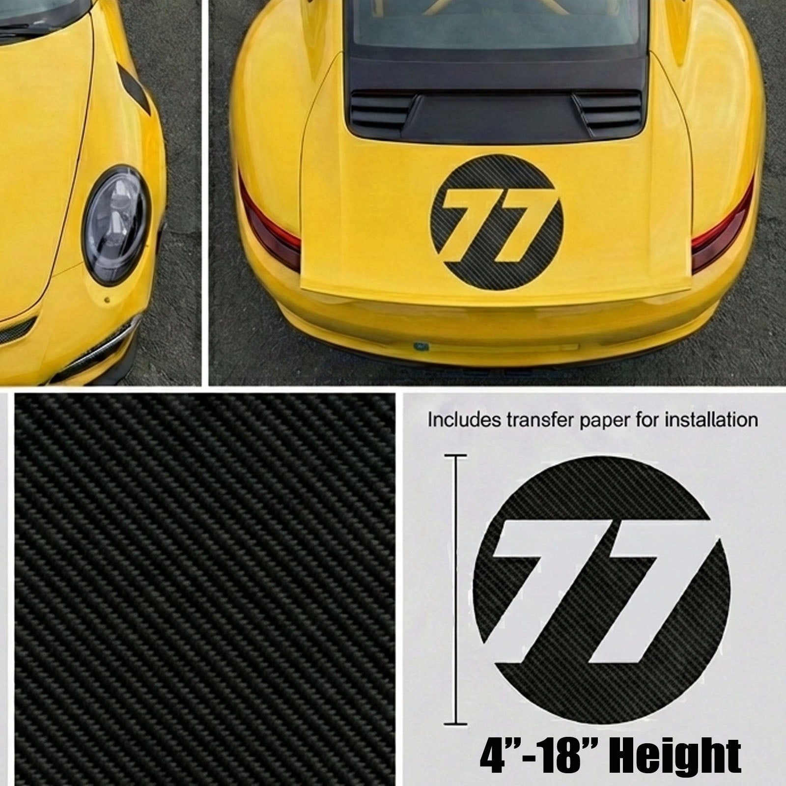 Custom 3D Textured Carbon Fiber Style Racing Numbers - Hollow "Show-Through" Decals (Pair) - Style D - MC Motoparts