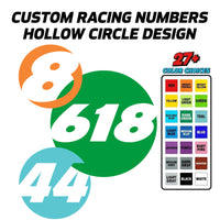 Solid Color Custom Hollow Racing Numbers - "Show-Through" Car Decals (Pair) - Style D