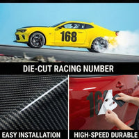 Custom Carbon Fiber Racing Number Stickers - Individual Cut Glossy Vinyl (2 sets) - MC Motoparts