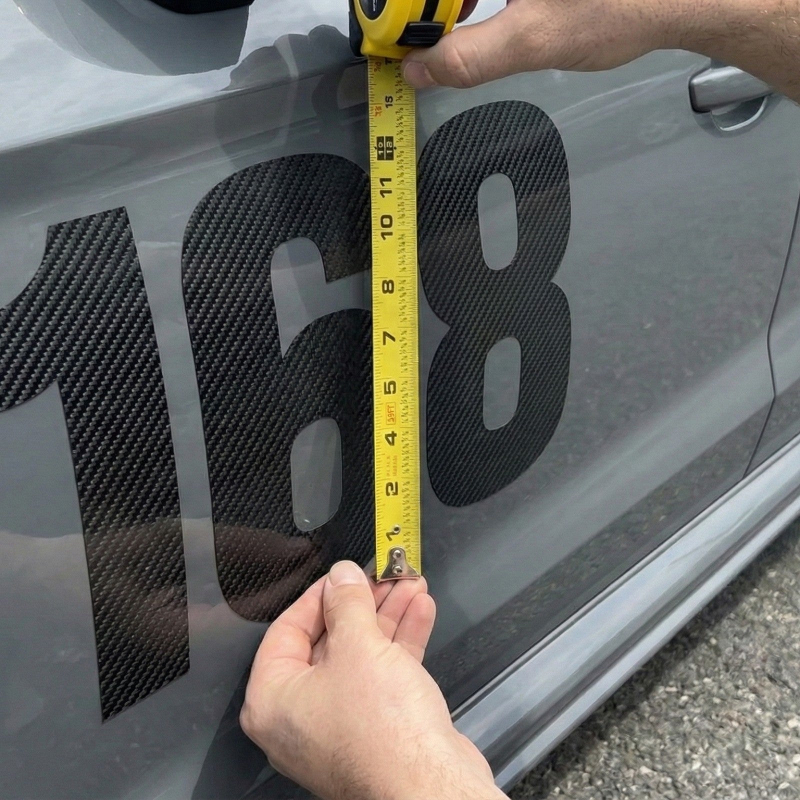 Custom Carbon Fiber Racing Number Stickers - Individual Cut Glossy Vinyl (2 sets) - MC Motoparts