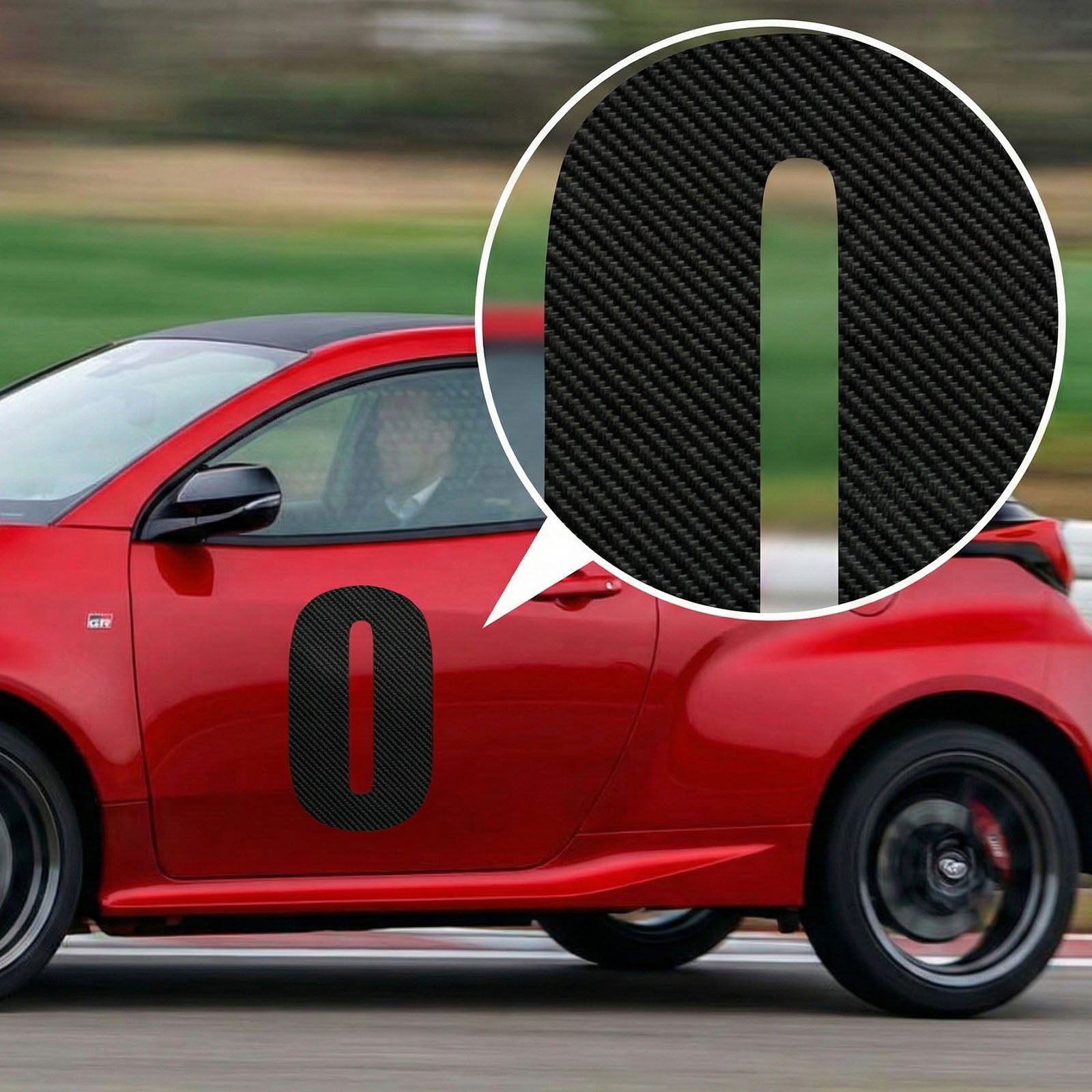 Custom Carbon Fiber Racing Number Stickers - Individual Cut Glossy Vinyl (2 sets) - MC Motoparts