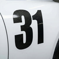 Custom Carbon Fiber Racing Number Stickers - Individual Cut Glossy Vinyl (2 sets) - MC Motoparts
